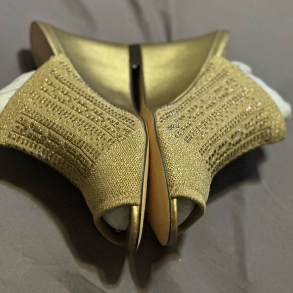 LAUREN LORRAINE NEW in BOX MARTHA GOLD MESH WEDGE MULE RHINESTONED SIZE 6 1/2 M - Picture 2 of 9